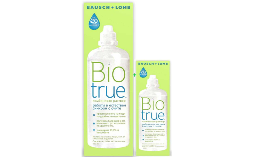 Разтвор за лещи Biotrue 360 ml. + 60 ml. - 1 - Skyoptic.ro Разтвор за лещи Biotrue 360 ml. + 60 ml. - 1